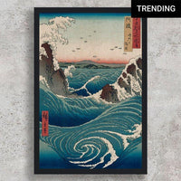 High-quality Framed Print Awa Province Naruto Rapids - Utagawa Hiroshige Japanese Woodblock Print Ukiyo-e - City of Paradise