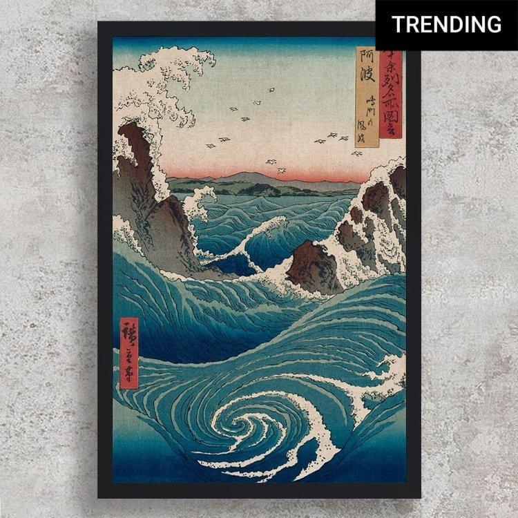 High-quality Framed Print Awa Province Naruto Rapids - Utagawa Hiroshige Japanese Woodblock Print Ukiyo-e - City of Paradise