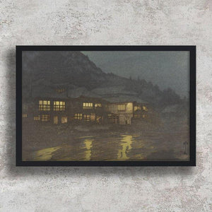 High-quality Framed Print Evening in a Hot Spring - Hiroshi Yoshida Japanese Woodblock Print Ukiyo-e - City of Paradise