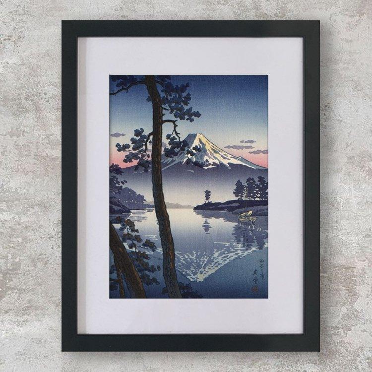 High-quality Mounted + Framed Print Fuji from Tago Bay - Tsuchiya Koitsu Japanese Woodblock Print Ukiyo-e - City of Paradise