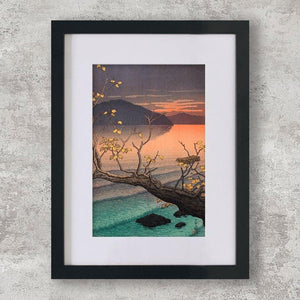 High-quality Mounted + Framed Print Nenokuchi Lake Towada - Kawase Hasui Japanese Woodblock Print Ukiyo-e - City of Paradise