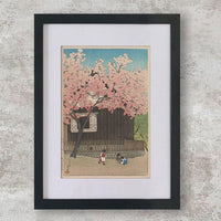 High-quality Mounted + Framed Print Spring in Mount Atago - Hasui Kawase Japanese Woodblock Print Ukiyo-e - City of Paradise