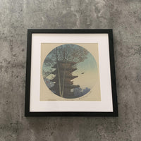 High-quality Mounted + Framed Print Sunset glow in Yanaka - Kawase Hasui Japanese Woodblock Print Ukiyo-e - City of Paradise