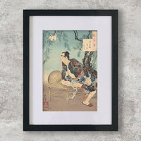 High-quality Mounted + Framed Print The Village of the Shi Clan on a Moonlit Night - Tsukioka Yoshitoshi Japanese Woodblock Print Ukiyo-e - City of Paradise